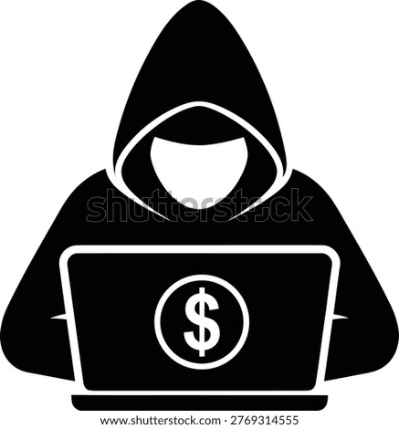 Dark hacker silhouette representing online financial fraud cybercrime and digital money theft