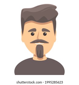 Dark haired man with beard icon. Cartoon of Dark haired man with beard vector icon for web design isolated on white background