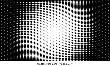 Dark halftone dots pattern texture background.Black pixels. Modern dotted vector illustration. Abstract wavy lines. Points backdrop. Grungy spotted pattern. Wide image
