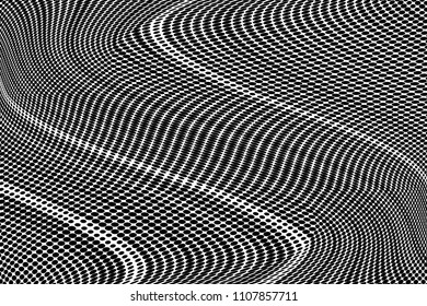 Dark halftone dots striped pattern, Soft lines. Modern dotted vector illustration. Abstract wavy lines. Points backdrop