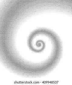 Dark halftone spiral. Vector illustration