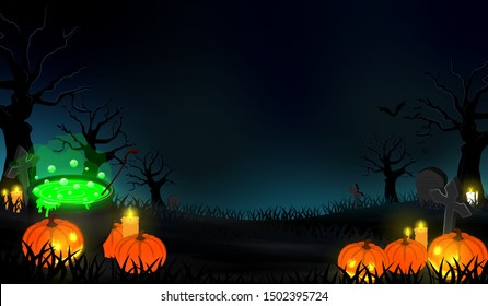 dark halloween forest background vector