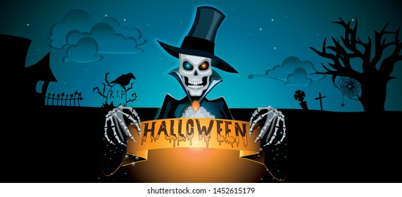 Dark Halloween illustration customizable template for background