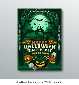 dark halloween night party poster celebration template