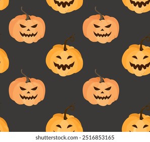 Dark Halloween pattern with creepy pumpkins