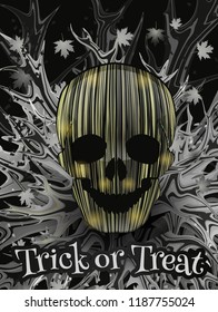 Dark halloween poster with abstract skull.Vector illustration.