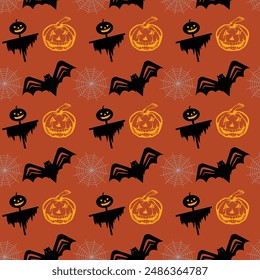 Dark Halloween Seamless Vector Pattern Design