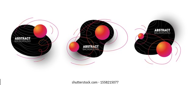 Dark hand drawn irregular shapes set with circles and lines. Trendy minimal templates for presentations, flyers, apps and websites. 
