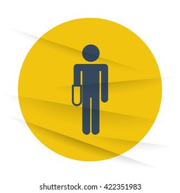 Dark Hand icon label on wrinkled paper