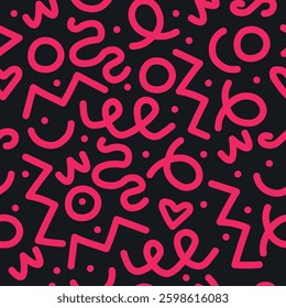 Dark handdrawn doodle seamless pattern vector