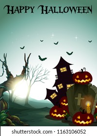 Dark happy halloween template illustration