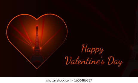 Dark happy valentines day card with Eiffel tower in Lush Lava Trend 2020
