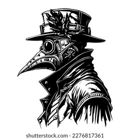 Ilustración artística de la línea Hand, oscura y angustiosa, de la peste del doctor, que evoca un sentido de misterio e intriga