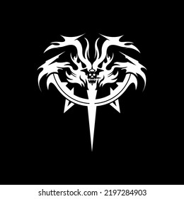 Dark head skeleton vektor skull illustration tattoo editable