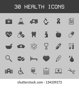 Dark Healthy And Medicare Icon Set Vector Illustration On Grey Background