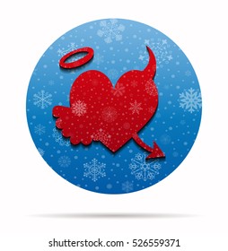 dark heart christmas icon in circle