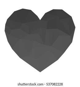 Dark heart drawn in the triangulation style. Vector eps 10