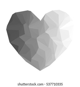 Dark heart drawn in triangulation style type stone.Vector eps 10