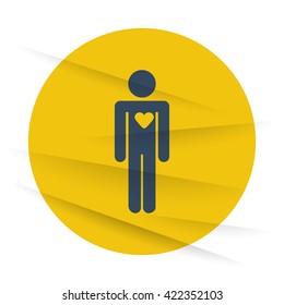 Dark Heart icon label on wrinkled paper