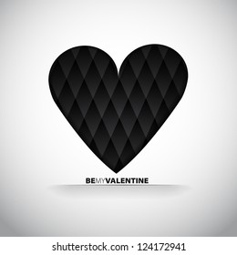 Dark Heart Paper Sticker With Shadow - Be my Valentine vector
