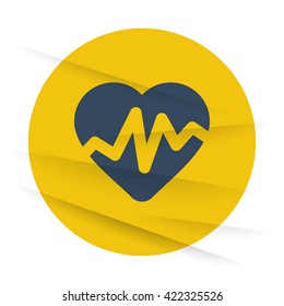 Dark Heart Rate Pulse icon label on wrinkled paper