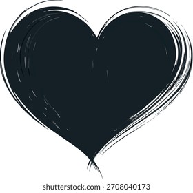 A dark heart shape with a rough, hand-drawn texture against a white background.