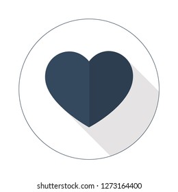 dark heart shape with two tones colors with long shadow closed in the circle. vector format illustration.
