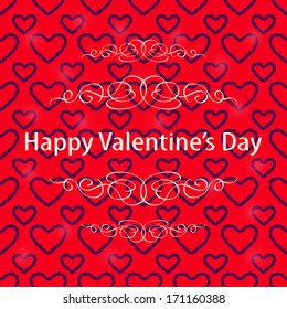 Dark Heart Silhouette over Red Valentine Background. Greeting Lovely Card