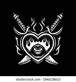 dark heart tattoo vector design