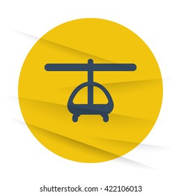 Dark Helicopter icon label on wrinkled paper