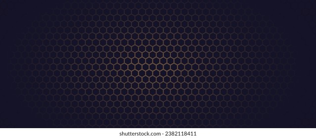 Dark hexagon abstract technology background with bright flashes of gold under the hexagon.