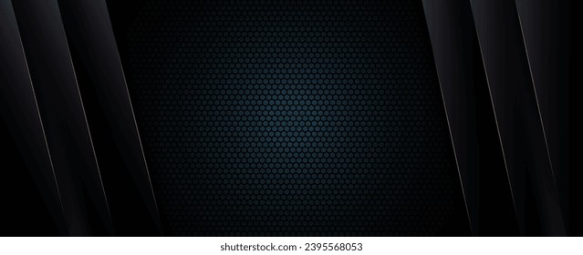 Dark hexagon abstract technology background with bright flashes of gold under the hexagon.	