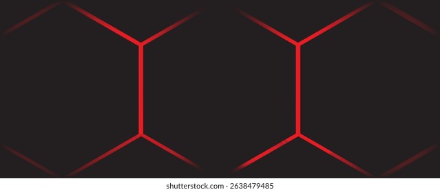 Dark hexagon abstract technology background with red colored bright flashes under hexagon. Hexagonal gaming vector tech illustration black abstract background.