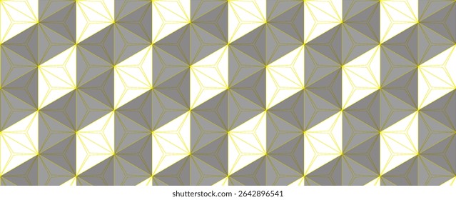 Dark hexagon abstract technology background with bright yellow flashes below the hexagon. Vector hexagon abstract technology background.