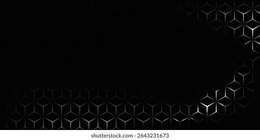Dark hexagon abstract technology background with bright flashes under the hexagon. Hexagon game vector abstract technology background. Eps10