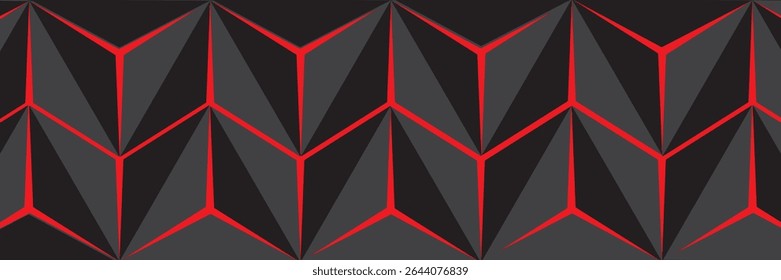 Dark hexagon abstract technology background with bright red flashes below the hexagon. Vector hexagon abstract technology background.