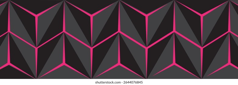 Dark hexagon abstract technology background with bright pink flashes below the hexagon. Vector hexagon abstract technology background.