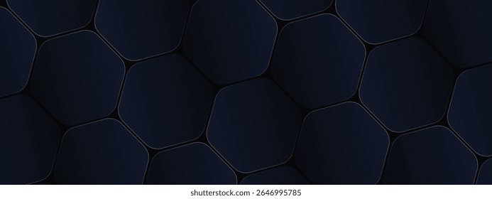 Fondo de tecnología abstracta de hexágono oscuro. Increíble hexágono juego Vector abstracto tecnología de Anuncio ancho.