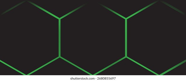 Dunkles Sechseck abstrakte Technologie Hintergrund mit grüner Farbe helle Blitze unter Sechseck. Sechseckige Spiel Vektor Tech-Illustration schwarz abstrakten Hintergrund.
