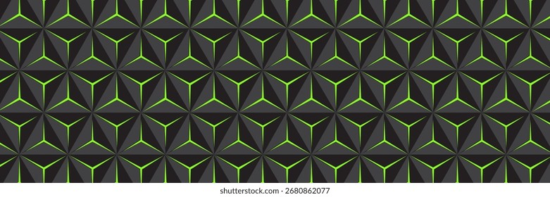 Dark hexagon abstract technology background with bright flashes under the hexagon. Hexagon game vector abstract technology background. Vector illustration