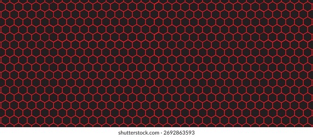 Tecnologia abstrata de hexágono escuro fundo vermelho colorido brilhantes flashes sob hexágono. Hexagonal vetor de jogos ilustração técnica fundo abstrato preto. eps 10