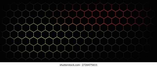 Dunkles Sechseck abstrakte Technologie Hintergrund mit blauen und grünen farbigen hellen Blitzen unter Sechseck. Sechseckige Spiel Vektor Tech-Illustration schwarz abstrakten Hintergrund. Vektor eps 10