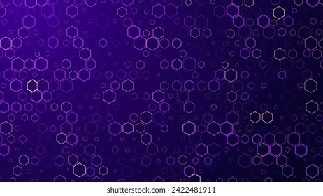 Dark Hexagon Abstract Technology or Science Background. Hi Tech Hexagon Grid. Vector Illustration.