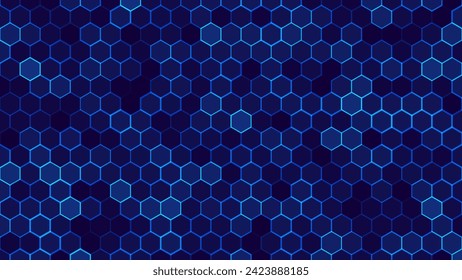 Dark Hexagon Abstract Technology or Science Background. Hi Tech Hexagon Grid. Vector Illustration.