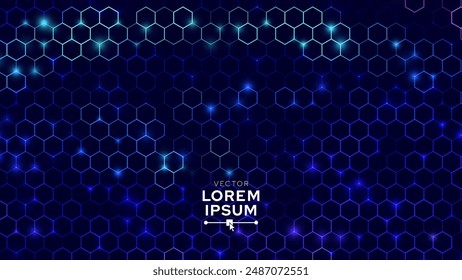 Dark Hexagon Abstract Technology or Science Background. Hi Tech Hexagon Grid. Vector Illustration.