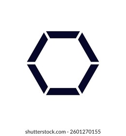 Dark hexagon design with bold lines and minimalist style. geometric shape creates modern look.