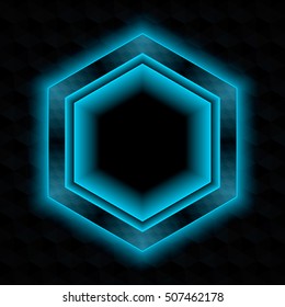 Dark Hexagon frame with neon glow.