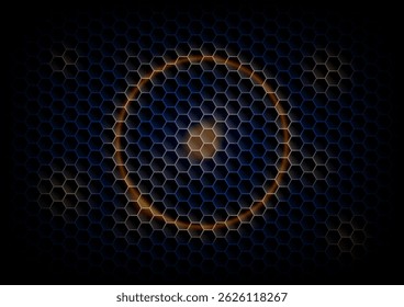 Dark hexagon on yellow and blue background. technology background. Vector illustration.