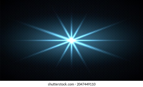 Dark hexagonal background with blue gradient flash light