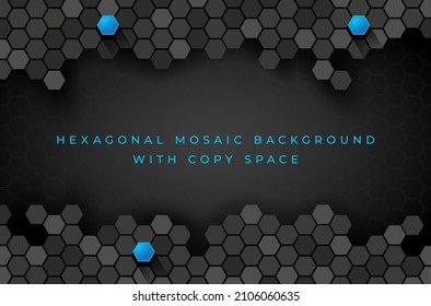 Dark hexagonal mosaic background with copy space for your text - vector illustration